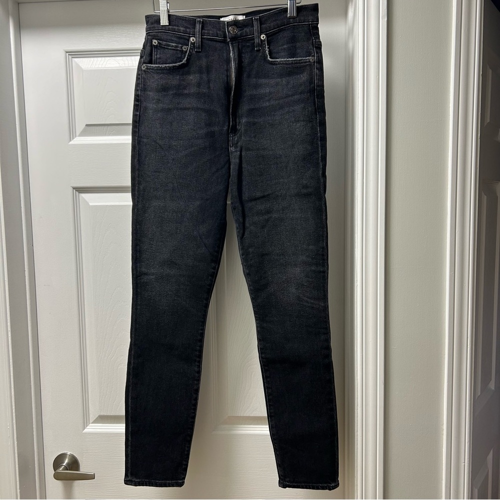 Aritzia - AGOLDE Black Pinch Waist Skinny Jeans